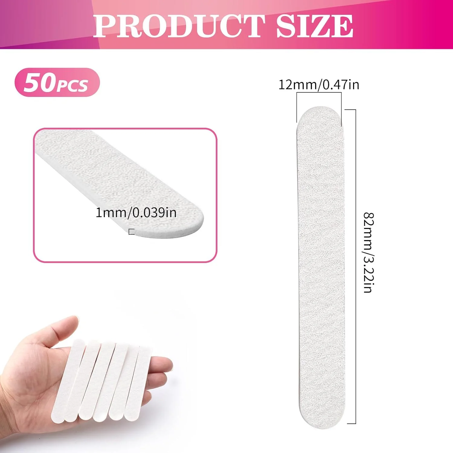 سوهان ناخن حرفه ای 50 عددی با درجه زبری 100/180 دو طرفه یکبار مصرف، مناسب برای ناخن های طبیعی و کاشت، طراحی و فرم دهی ناخن در سالن ها