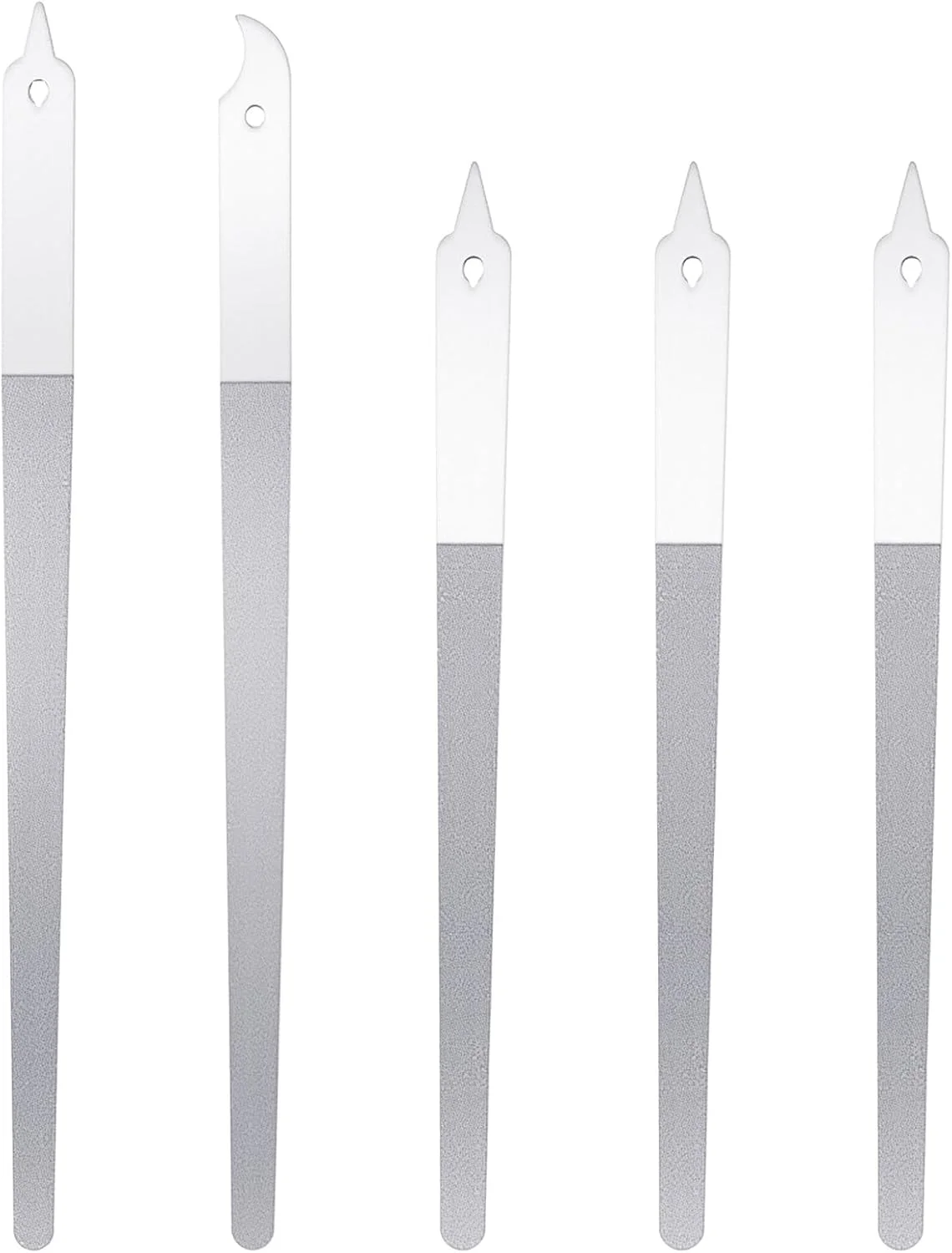 ۵ عدد سوهان ناخن الماسه، سوهان ناخن فلزی با نوک تیز، پرداخت کننده ناخن حرفه ای استیل ضد زنگ با طراحی ضد لغزش، ابزار دو طرفه مانیکور پدیکور ناخن انگشت دست و پا مناسب سالن و منزل