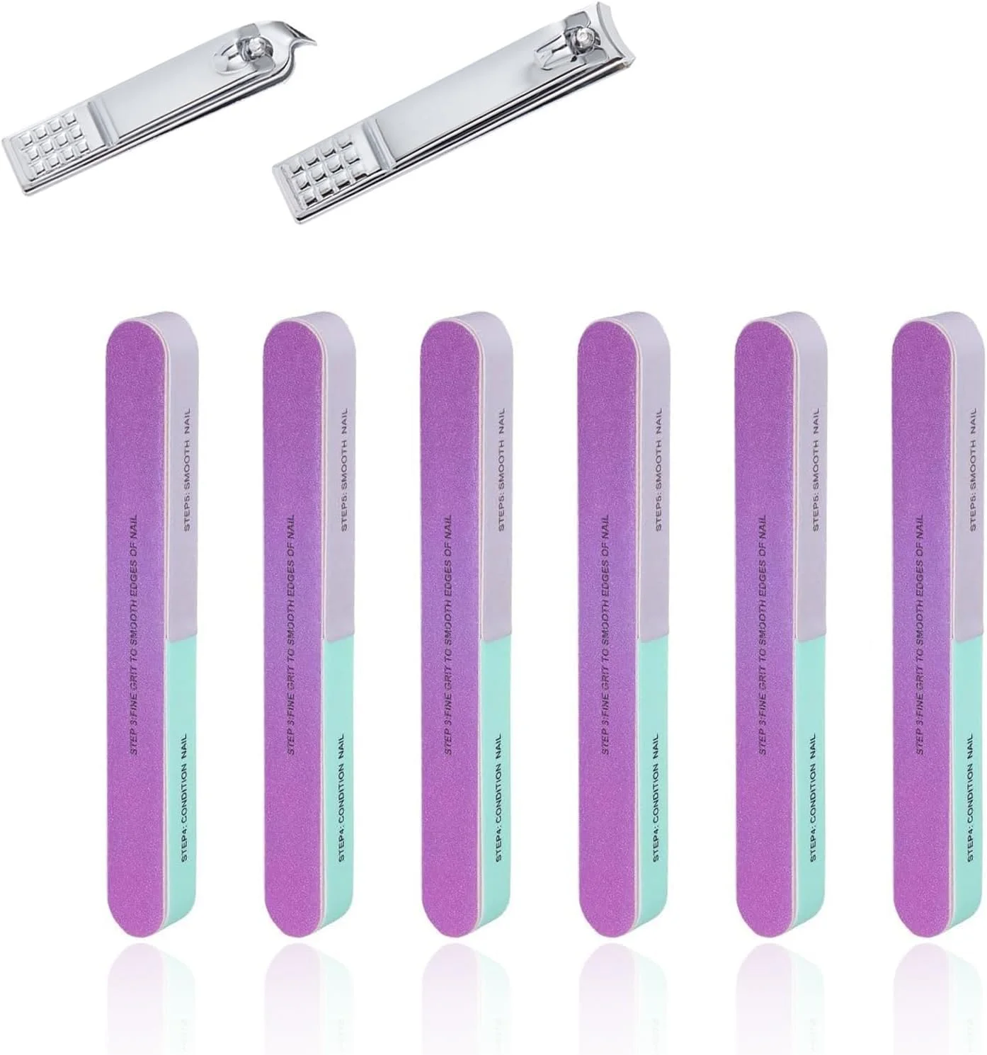 سوهان ناخن، سوهان پرداخت کننده 6 عددی، ست ناخن، سوهان پرداخت کننده ناخن 18 سانتی متری، سوهان پرداخت کننده چند منظوره ناخن با 2 عدد ناخن گیر، برای مصارف خانگی، سالن های آرایشی و ناخن