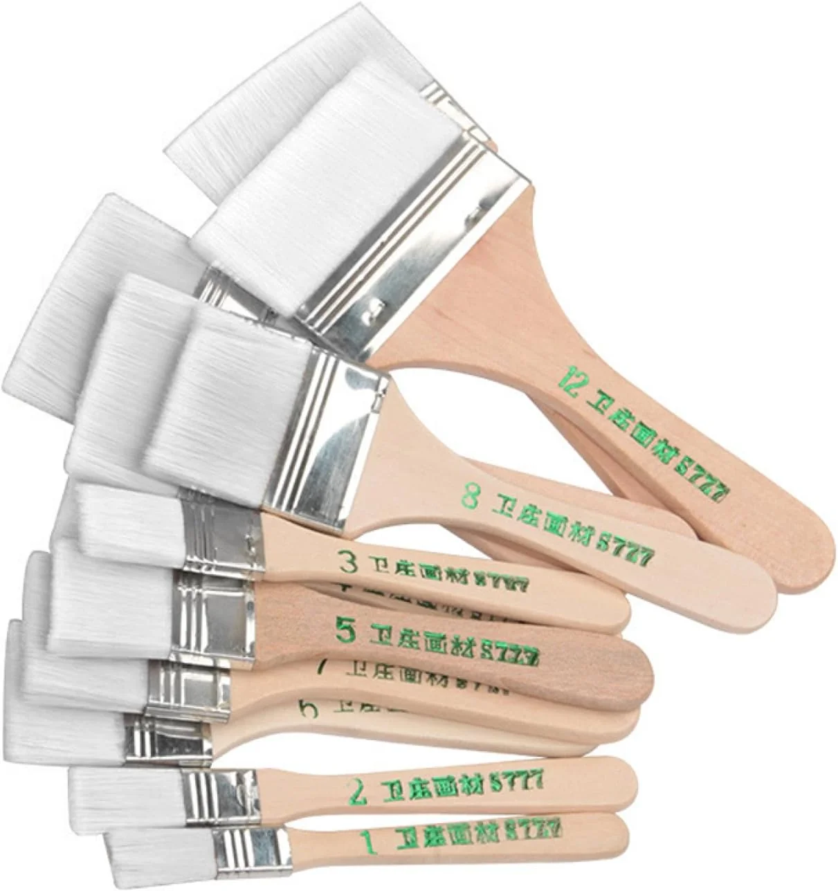 لابیموس ست ۱۲ عددی قلم موی تخت نایلونی با دسته چوبی، مناسب رنگ روغن، برس باربیکیو، قلم موهای نقاشی، لوازم هنری