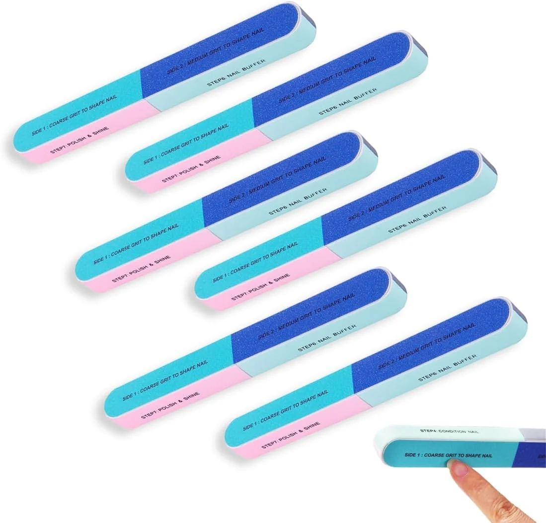 بسته 6 عددی سوهان پولیش رنگی، ناخن انگشتان، بافر ناخن چند بعدی، سوهان پولیش ناخن چند منظوره، ناخن های طبیعی، بافر برای ناخن ها، سوهان ناخن برای سالن های ناخن، مراقبت از ناخن