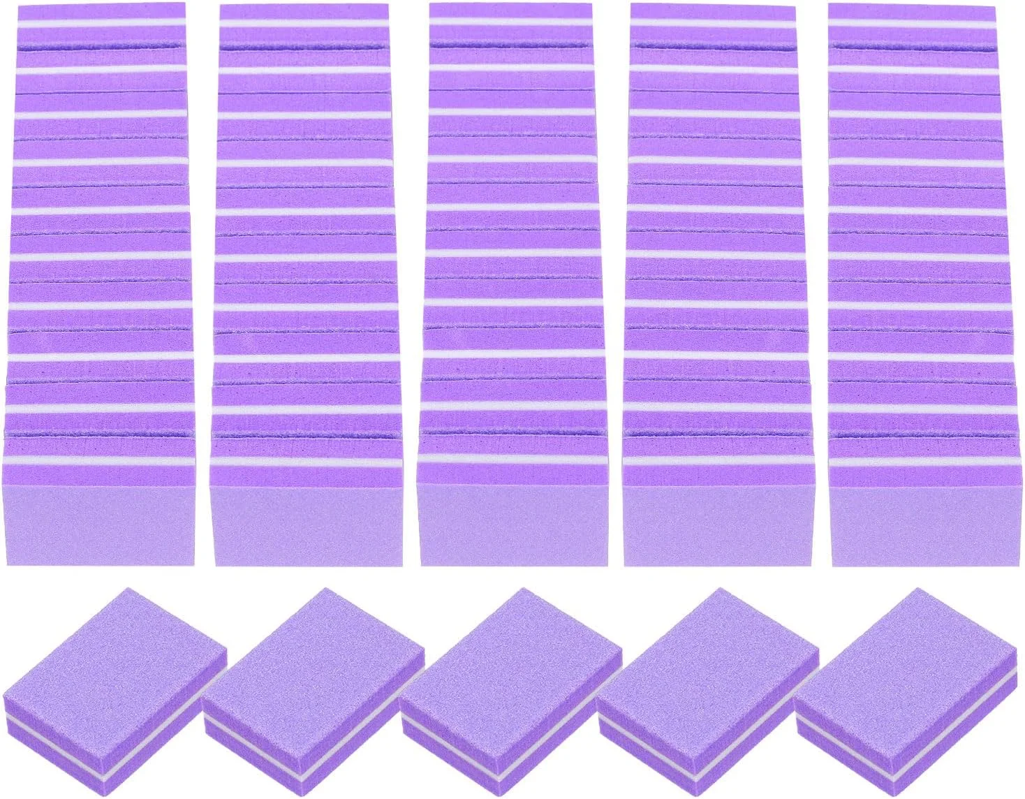 بسته 20 عددی مینی بافر ناخن، بلوک های سمباده ناخن با درجه زبری 100/180، مجموعه پولیش ناخن حرفه ای برای ناخن های اکریلیک و طبیعی، بنفش