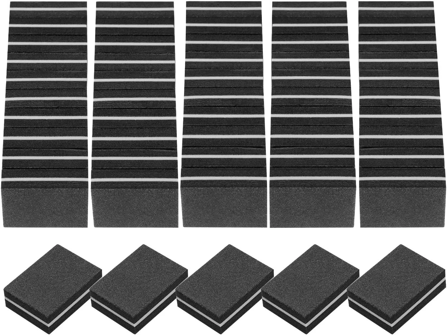 بسته 20 عددی مینی بافر ناخن، سمباده ناخن با درجه زبری 100/180، مجموعه پولیش ناخن حرفه ای برای ناخن های اکریلیک و طبیعی، مشکی