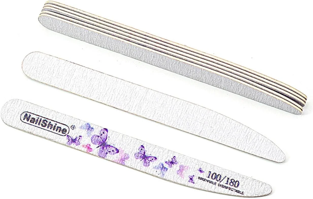 ۱۰ عدد سوهان ناخن چوبی با طرح پروانه و گل، مناسب مانیکور و پدیکور، ارسال رنگ تصادفی، درجه زبری ۱۰۰/۱۸۰