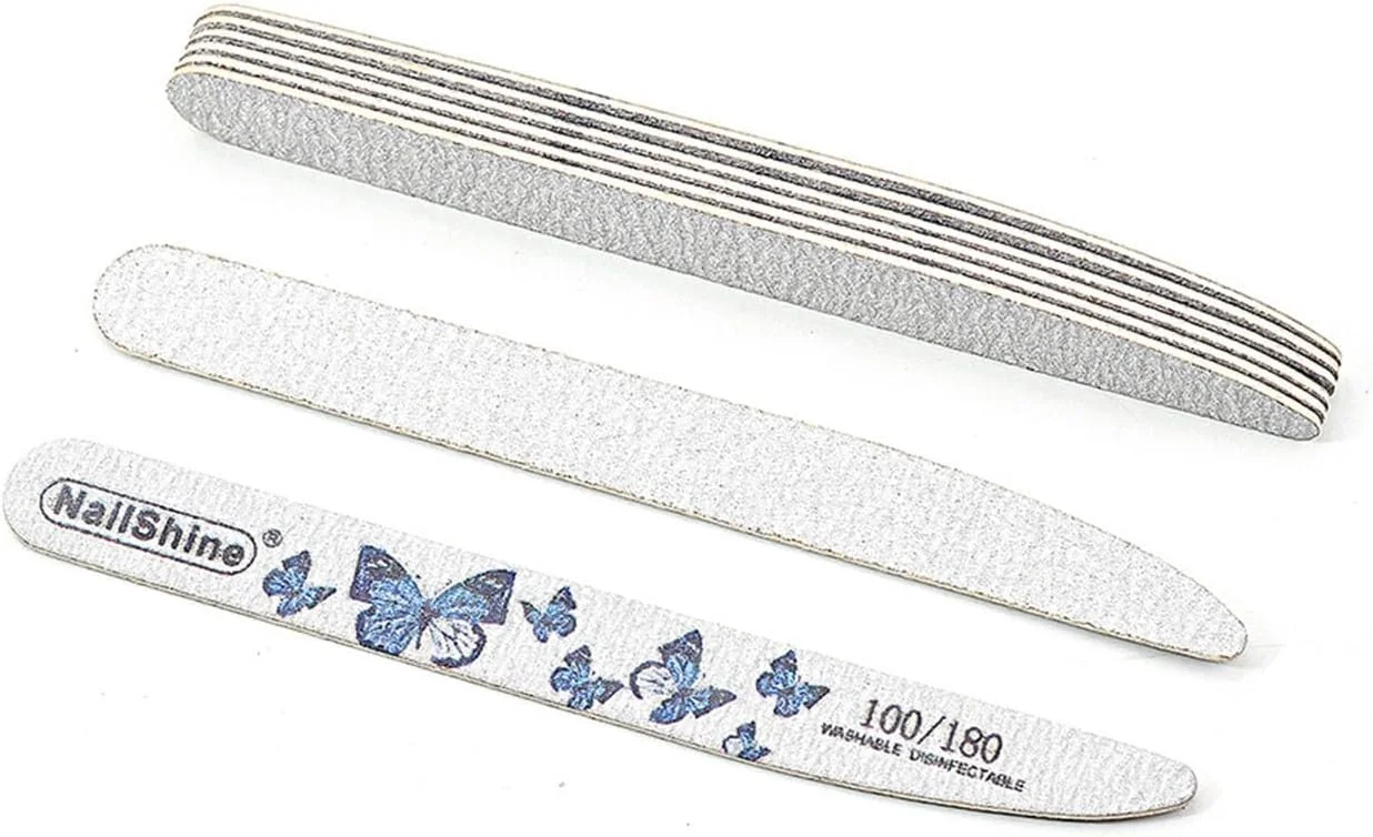 ۱۰ عدد سوهان ناخن چوبی با طرح پروانه و گل، مناسب مانیکور و پدیکور، ارسال رنگ تصادفی، درجه زبری ۱۰۰/۱۸۰