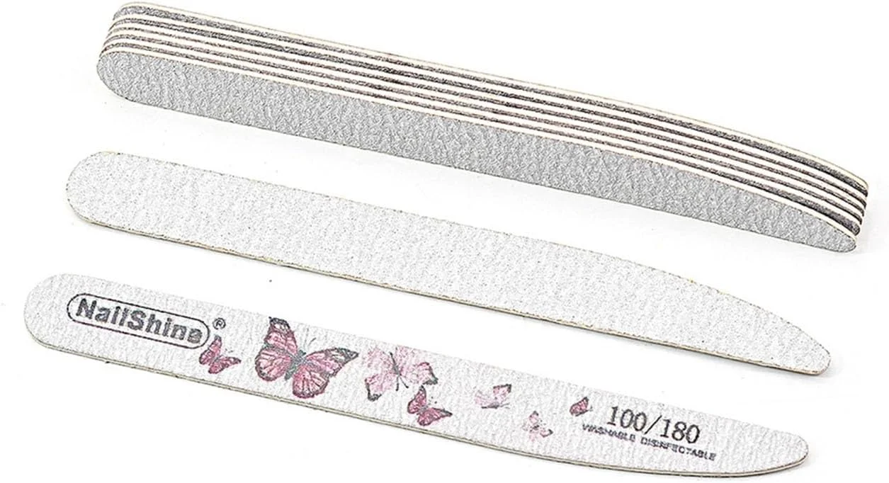 ۱۰ عدد سوهان ناخن چوبی با طرح پروانه و گل، مناسب مانیکور و پدیکور، تحویل رنگ تصادفی، درجه زبری ۱۰۰/۱۸۰