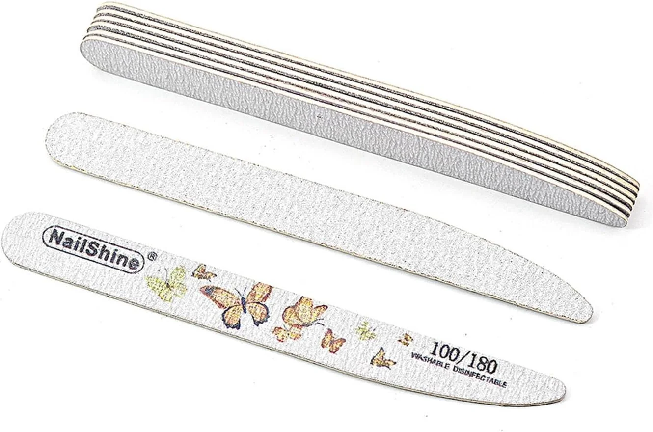 ۱۰ عدد سوهان ناخن چوبی با طرح پروانه و گل، مناسب مانیکور و پدیکور، تحویل رنگ تصادفی، درجه زبری ۱۰۰/۱۸۰