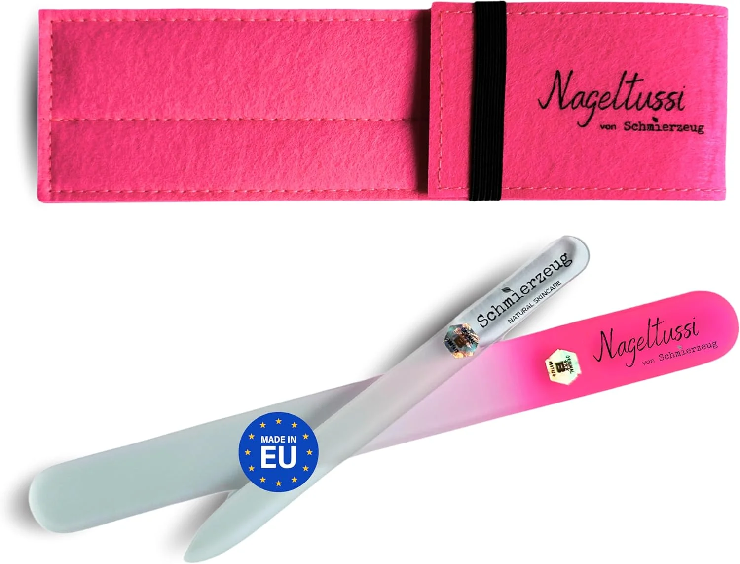 ست سوهان ناخن شیشه ای ناگلتوسی صورتی - 2 عددی شامل سوهان شیشه ای بزرگ و کوچک در جعبه نمدی - سوهان ناخن برای ناخن های طبیعی و ناخن های مصنوعی - سوهان های ضد شکست - ایده آل به عنوان هدیه برای خانم ها