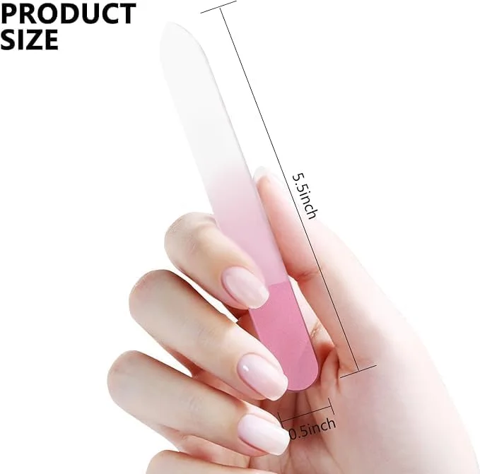 سوهان ناخن شیشه ای دو طرفه، سوهان ناخن کریستالی با کیف، مانیکور و مراقبت از ناخن برای زنان و دختران، صورتی، سبز، آبی (دانه بندی 240، بسته 3 عددی)