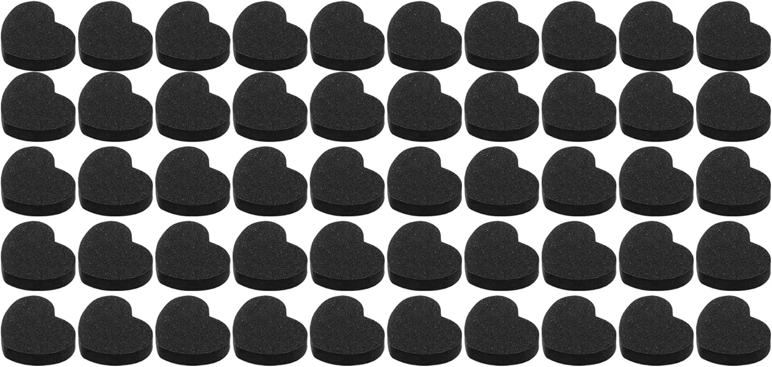 بافر ناخن مینیاتوری طرح قلب مشکی 50 عددی