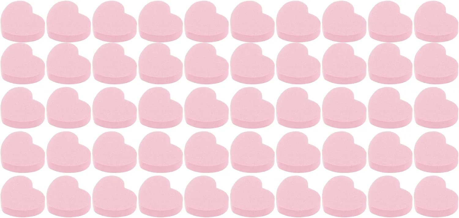 بافر ناخن طرح قلب کوچک صورتی، مناسب برای استفاده شخصی، 50 عدد