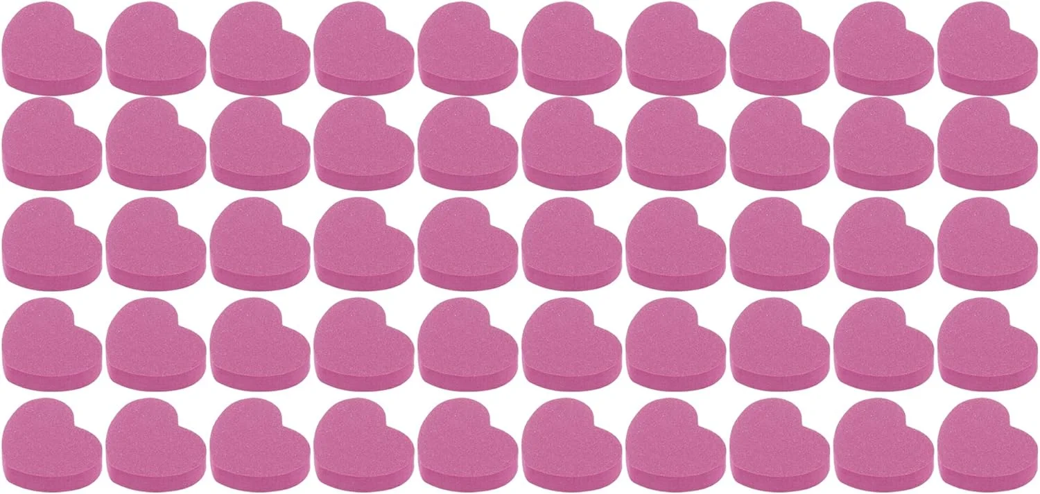 بافر ناخن مینیاتوری طرح قلب برای طراحی ناخن، قرمز گل رز، 50 عدد