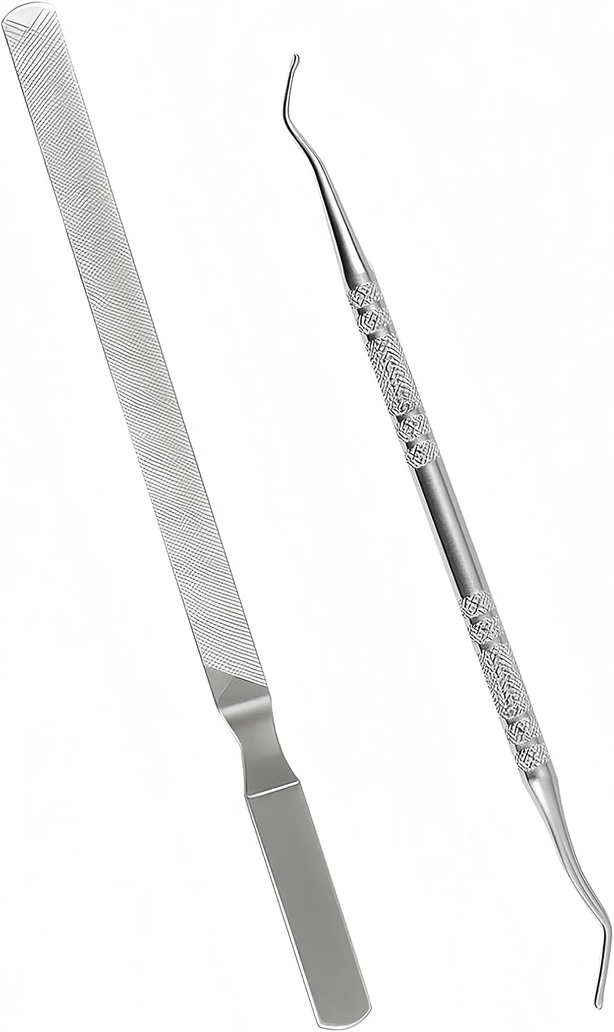 دو عدد سوهان ناخن استیل بلند برای اونیکومایکوزیس و ناخن های فرورفته، لیفتر دو طرفه ناخن پا برای ناخن های ضخیم و قارچی، ابزار نهایی مانیکور و پدیکور برای آقایان و بانوان