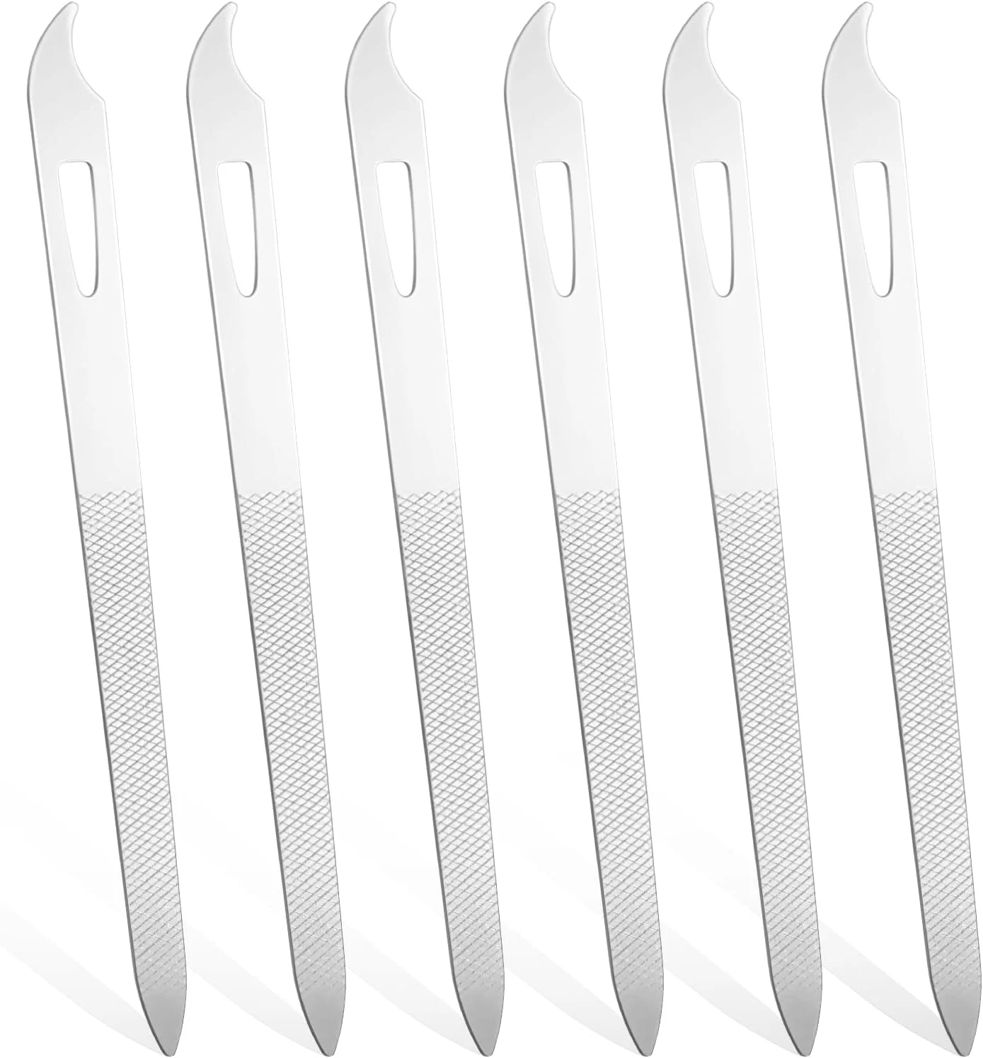 ۶ عدد سوهان ناخن فلزی برای خانم ها و آقایان، سوهان ناخن استیل دو طرفه، سوهان ناخن بادوام و نازک برای سوهان کشی و پولیش، ابزار مراقبت ملایم مانیکور پدیکور ناخن پا