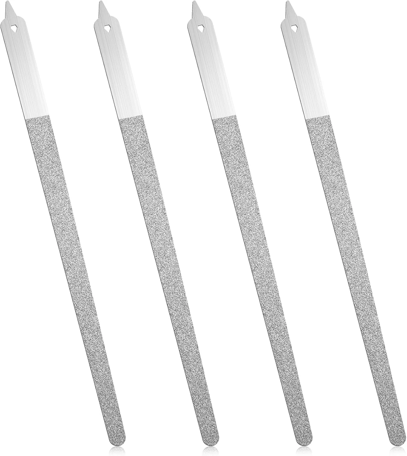 سوهان ناخن الماسه، بسته 4 عددی سوهان فلزی استیل ضد زنگ بزرگ با سطح سمباده دو طرفه برای مانیکور، پدیکور حرفه ای و سوهان کاری دقیق