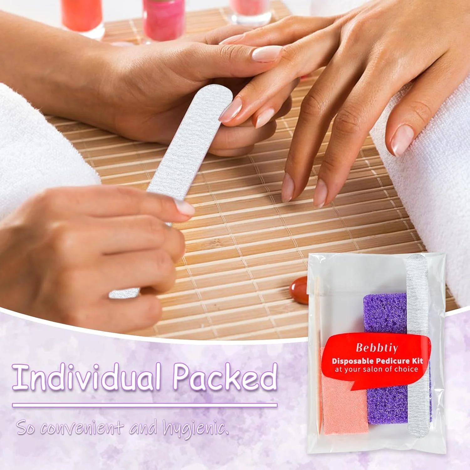 ست پدیکور یکبار مصرف 4 در 1، کیت حرفه ای مانیکور پدیکور برای سالن های ناخن، سوهان ناخن، پد سنگ پا، مینی پولیشینگ بلاک، چوب های چوبی (تکه، 20، درجه زبری 80/100)