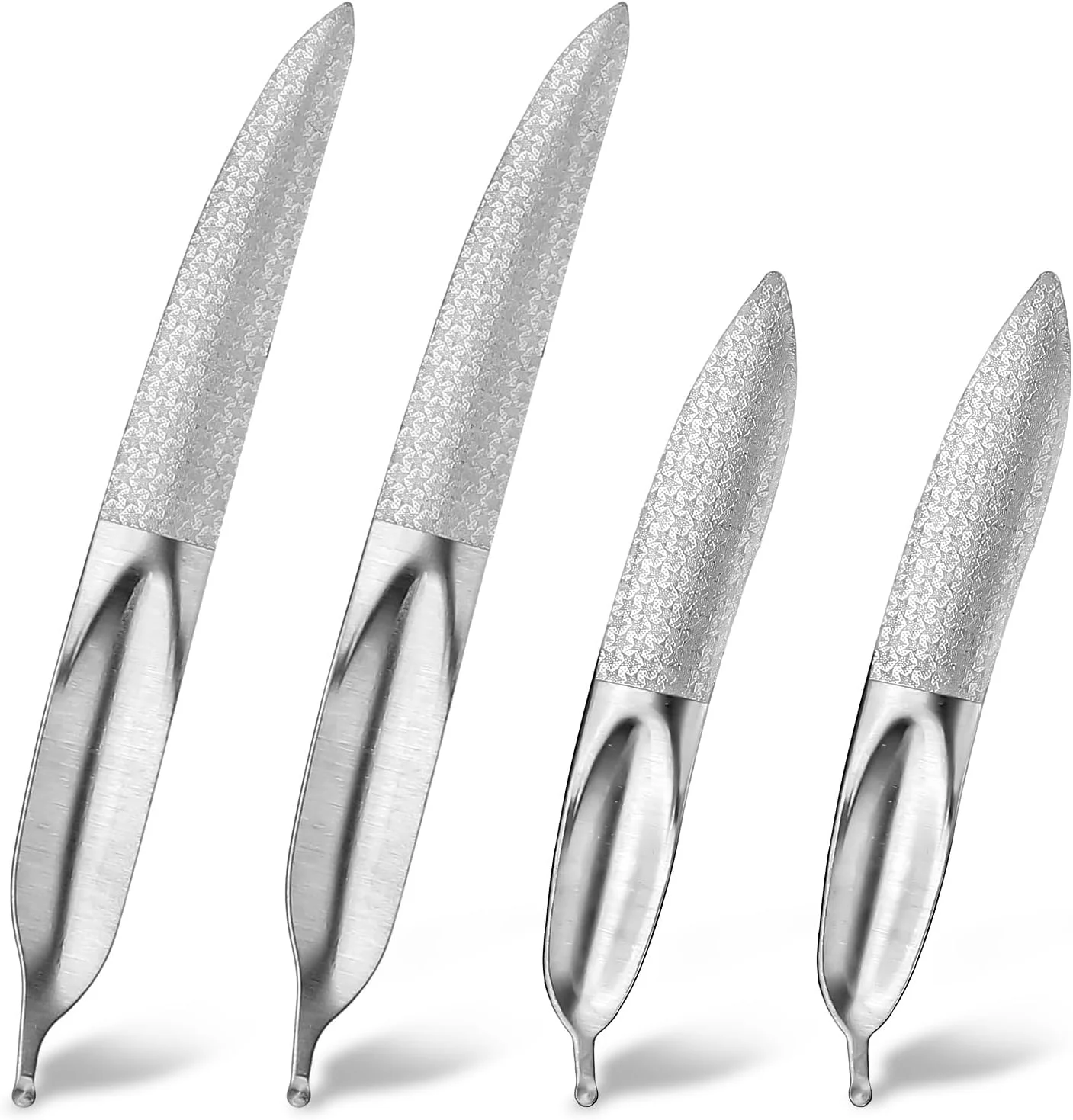 ست ۴ عددی سوهان ناخن استیل ضد زنگ برای ناخن های ضخیم، سوهان ناخن فلزی برای زنان، سوهان ناخن بادوام و کارآمد (۲ بزرگ و ۲ کوچک)