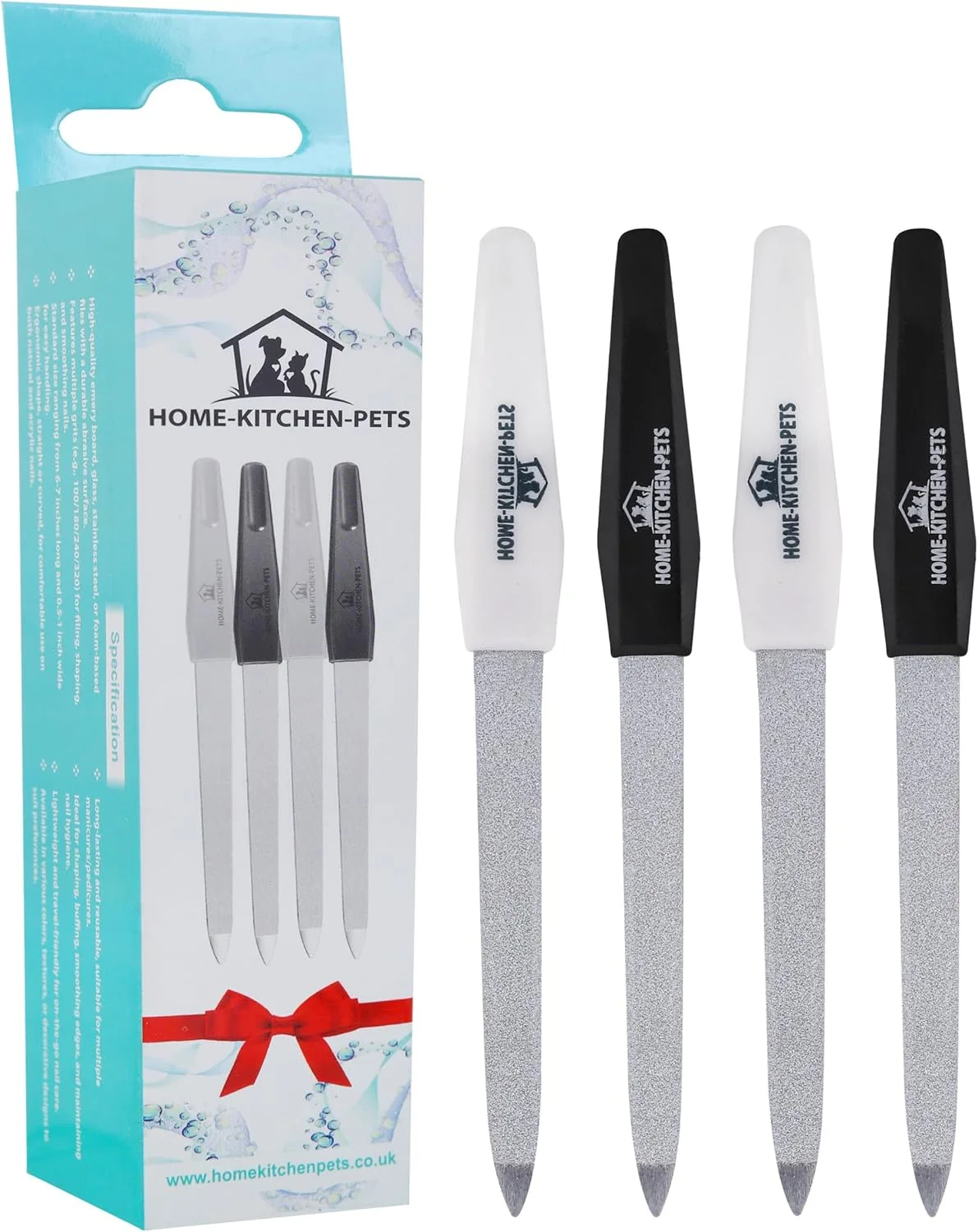 ۴ عدد سوهان ناخن فلزی و بافر ناخن برای ناخن های طبیعی - سوهان ناخن کریستالی دو طرفه با دانه های یاقوت کبود برای فرم دادن - هدیه ای ایده آل برای زیبایی زنان و مردان