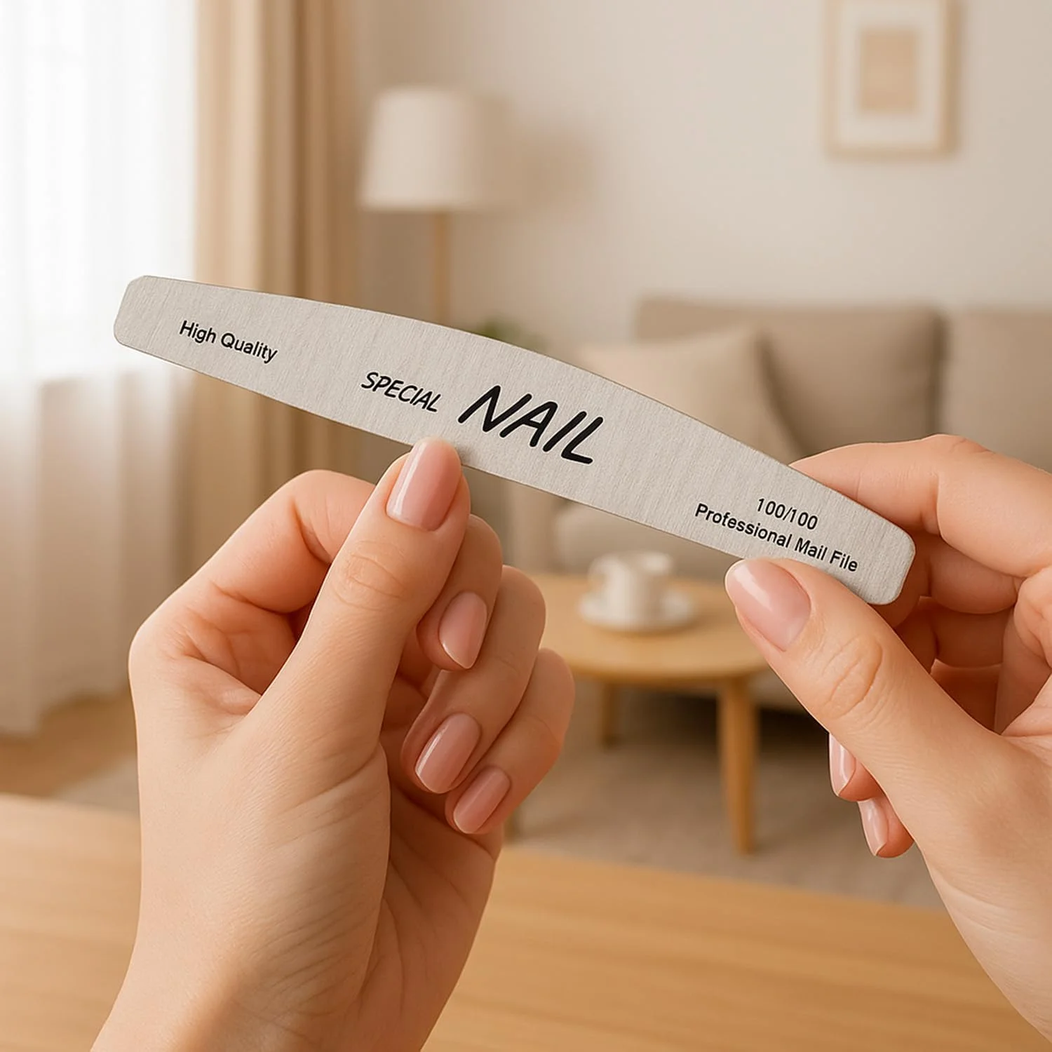سوهان ناخن برای ناخن های طبیعی، 6 عدد سوهان هلالی شکل با درجه زبری 100/180، بافر ناخن دو طرفه برای استفاده در خانه و سالن