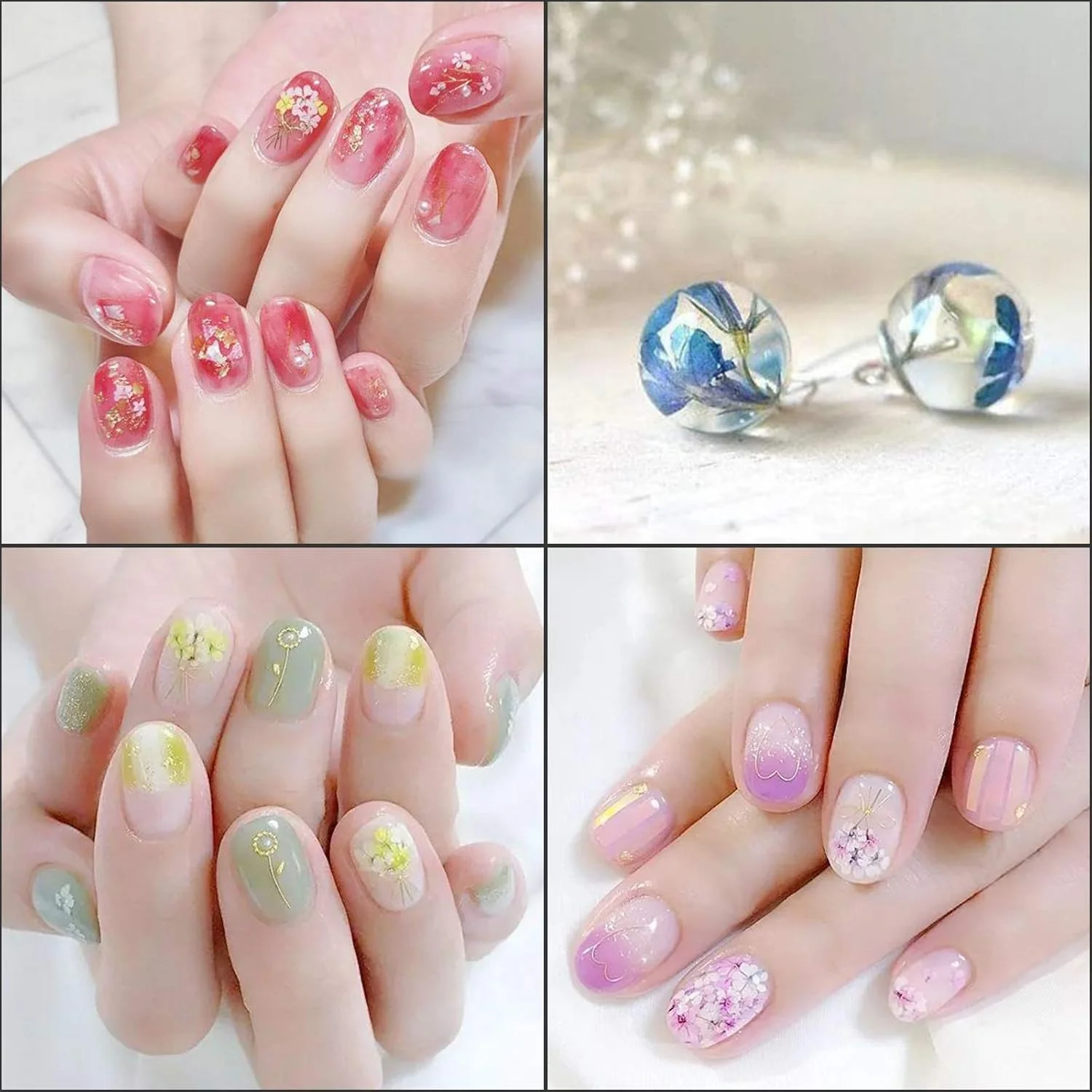 لابیموس 1 جعبه گل خشک مخلوط تزئین ناخن هنر گل طبیعی برچسب سه بعدی خشک زیبایی ناخن دکال جواهرات ژل UV لاک مانیکور