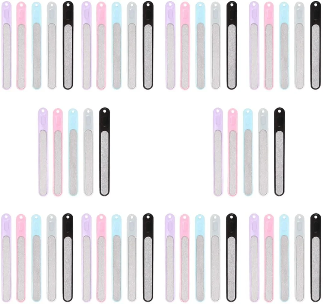 ۵۰ عدد سوهان ناخن، سوهان ناخن حرفه ای کوچک، سمباده ناخن برای ناخن های طبیعی، برای زنان، استفاده در سالن و منزل، ۵ رنگ