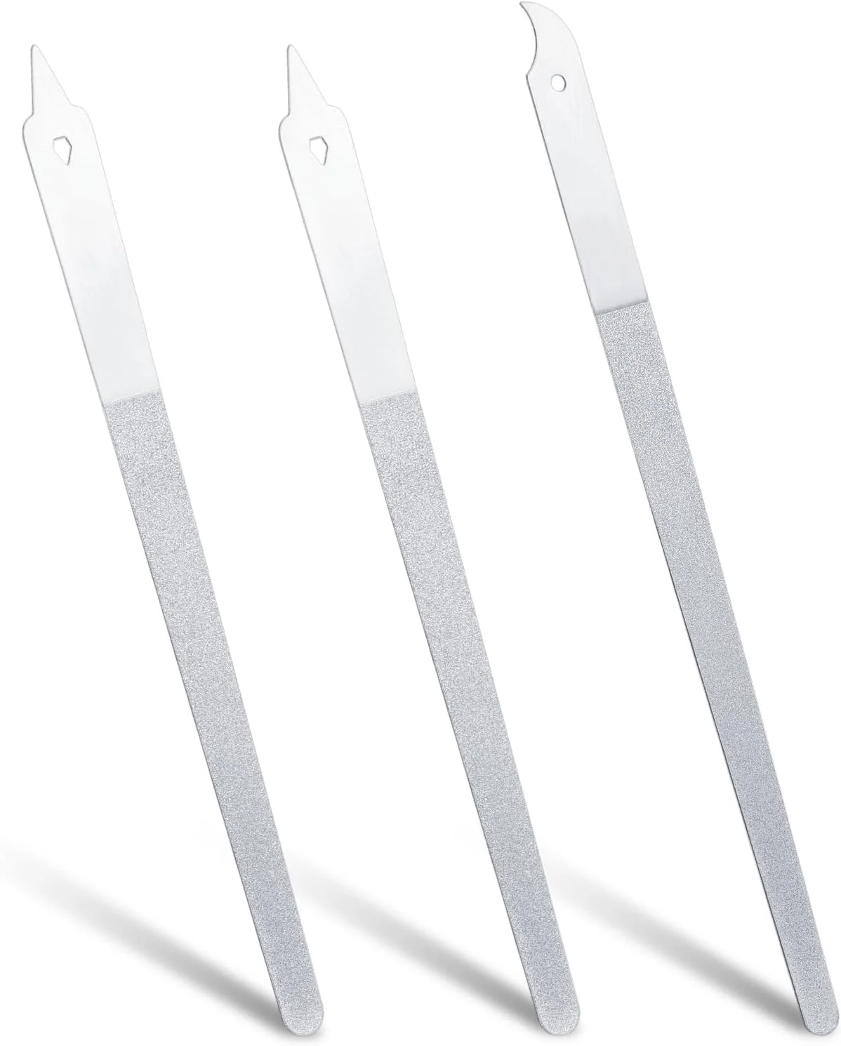 ست سوهان ناخن 3 عددی، سوهان ناخن استیل ضد زنگ، سوهان ناخن نقره ای برای ناخن های طبیعی، ابزار مانیکور پدیکور دو طرفه برای زنان و مردان (2 شکل)