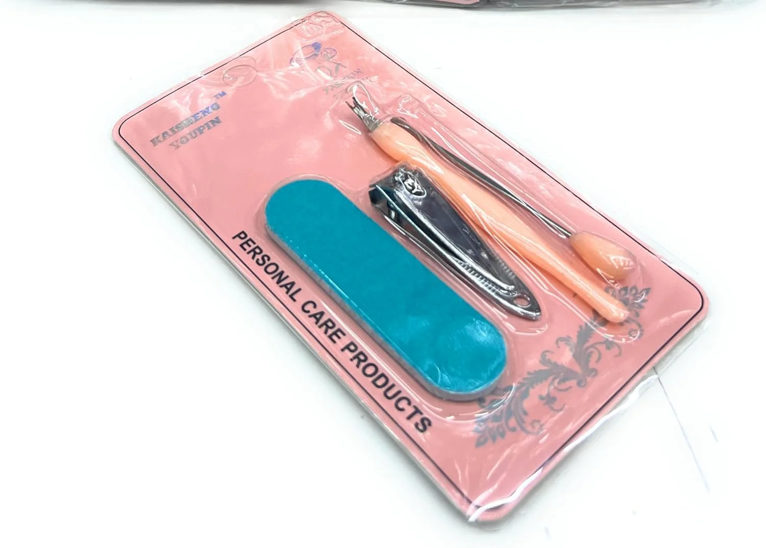 ست سوهان ناخن شیشه ای حرفه ای با جعبه محافظ، فیروزه ای و هلویی