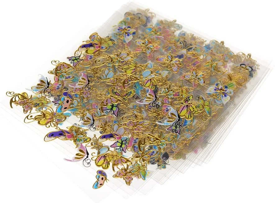 24 برگ برچسب چند طرحه سه بعدی برای طراحی ناخن، برچسب های خودچسب با انتقال آسان برای استفاده خانگی و سالن های حرفه ای، مناسب برای لاک ژل