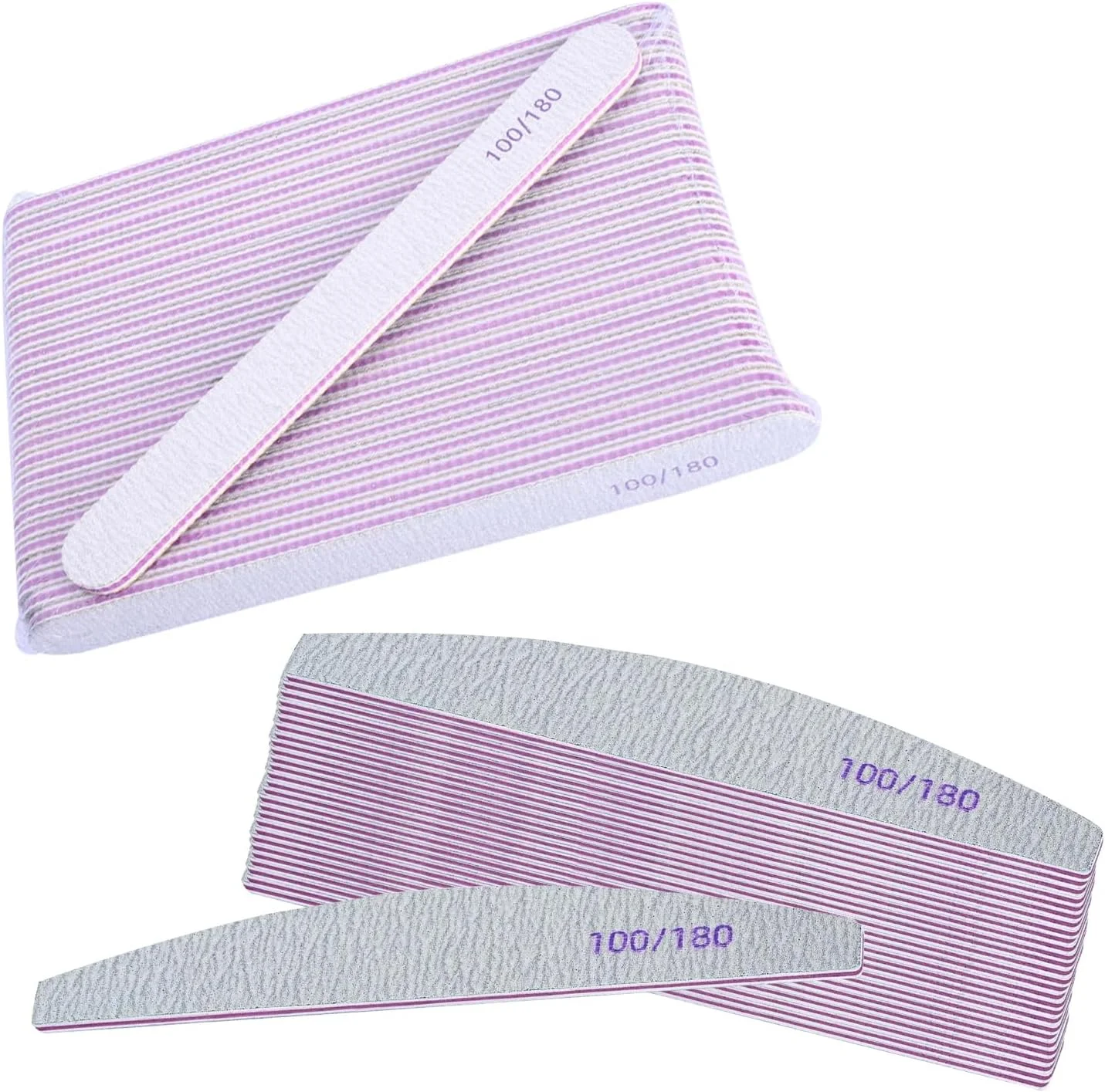 سوهان ناخن ژلی حرفه ای 60 عددی: سوهان ناخن دو طرفه 100/180 قابل شستشو برای ناخن های طبیعی، ناخن های ژلی، استفاده خانگی