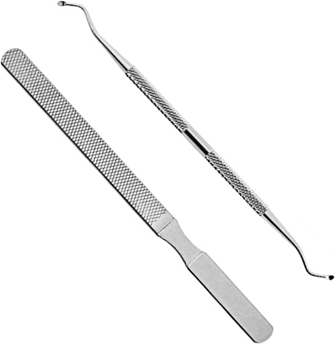 سوهان ناخن فولادی بلند - مجموعه 2 عددی سوهان و بالابر ناخن پا ShiningUU | بالابر ناخن پا فلزی با قلاب دو طرفه | قلم مراقبت از ناخن برای ناخن های ضخیم | ابزار حرفه ای مانیکور پدیکور