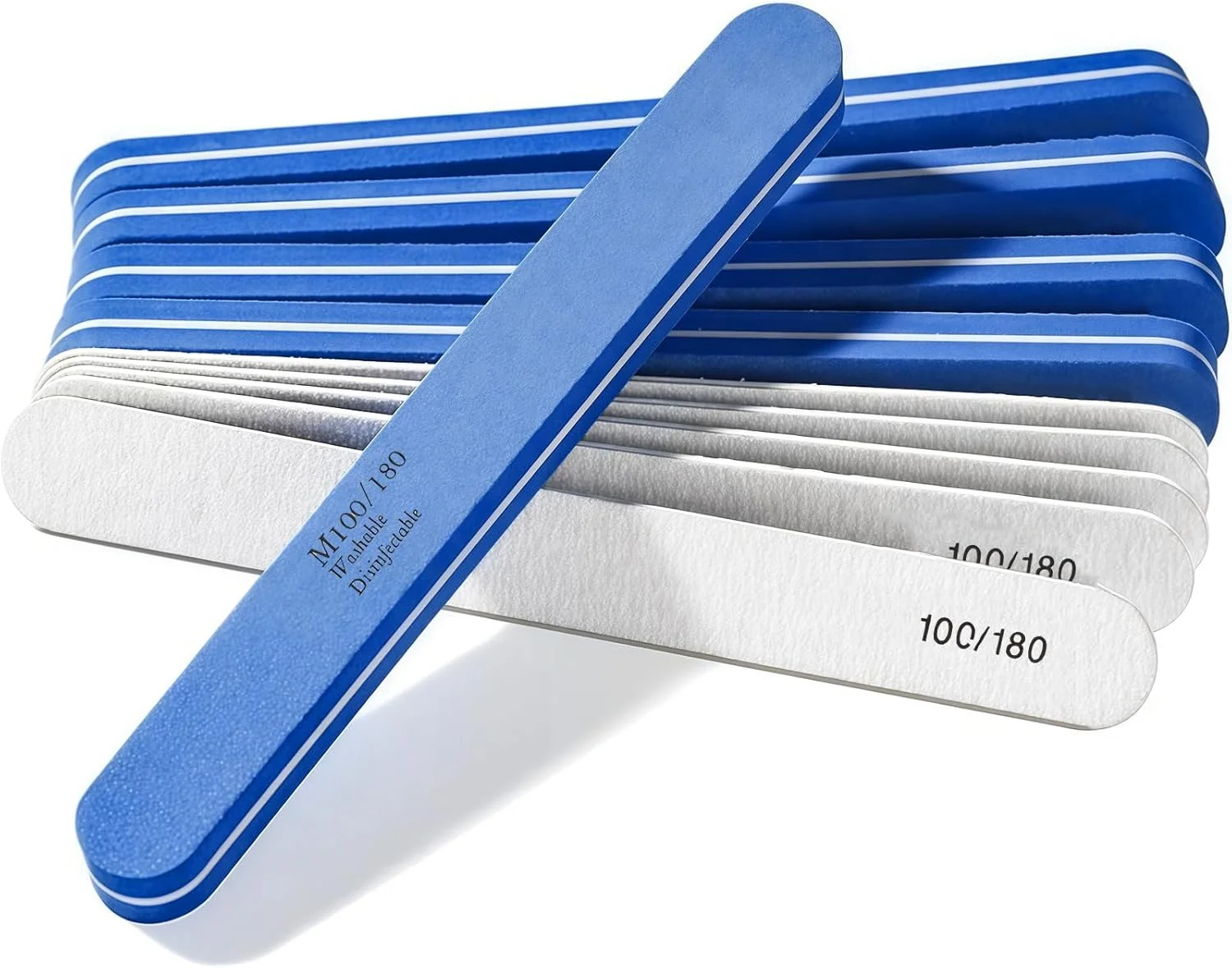 مجموعه 10 عددی سوهان ناخن - دو طرفه گریت 100/180، سوهان ناخن برای ناخن های ژلی و طبیعی، سوهان پولیش، ناخن های دست، بافر برای ناخن