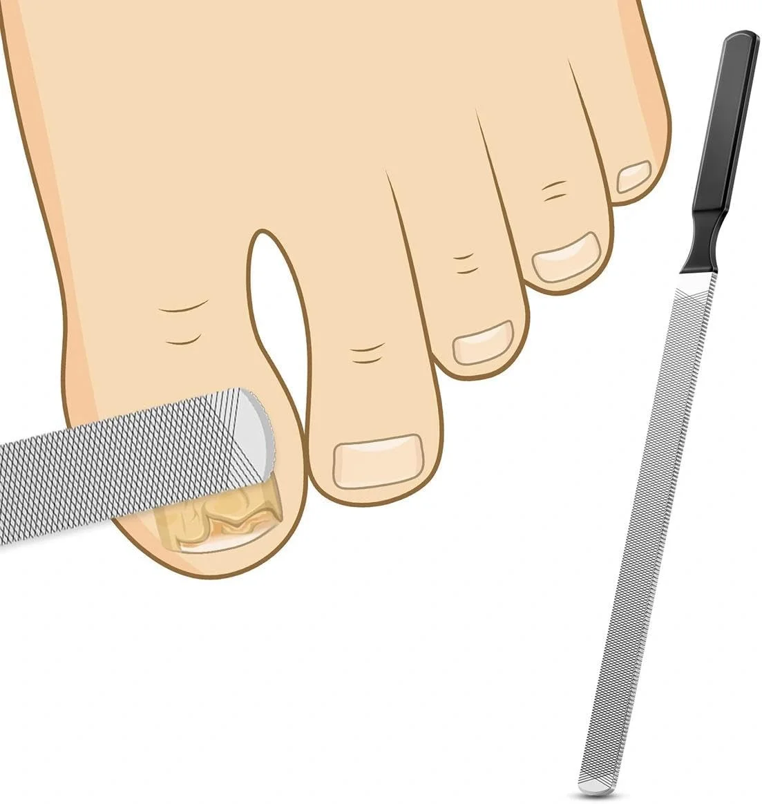 یک ست سوهان بلند دسته مشکی 13 سانتی متری، سوهان ناخن استیل ضد زنگ، نوار سوهان دو طرفه، ابزار چند منظوره برای مرتب کردن ناخن