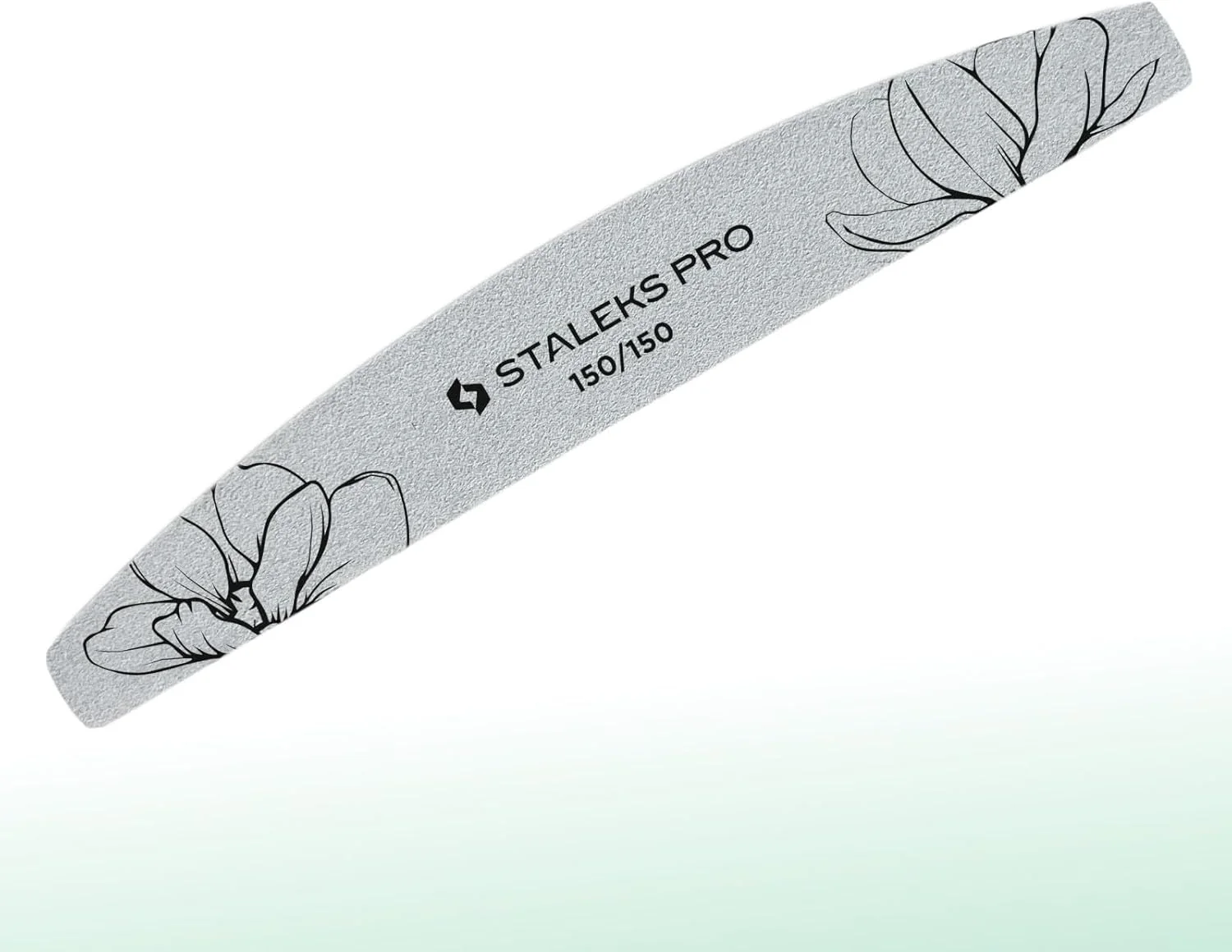 سوهان ناخن هلالی دو طرفه STALEKS EXPERT ST-NFE-40-150/150-25، درجه زبری 150/150، لایه نازک فوم، بسته 25 عددی