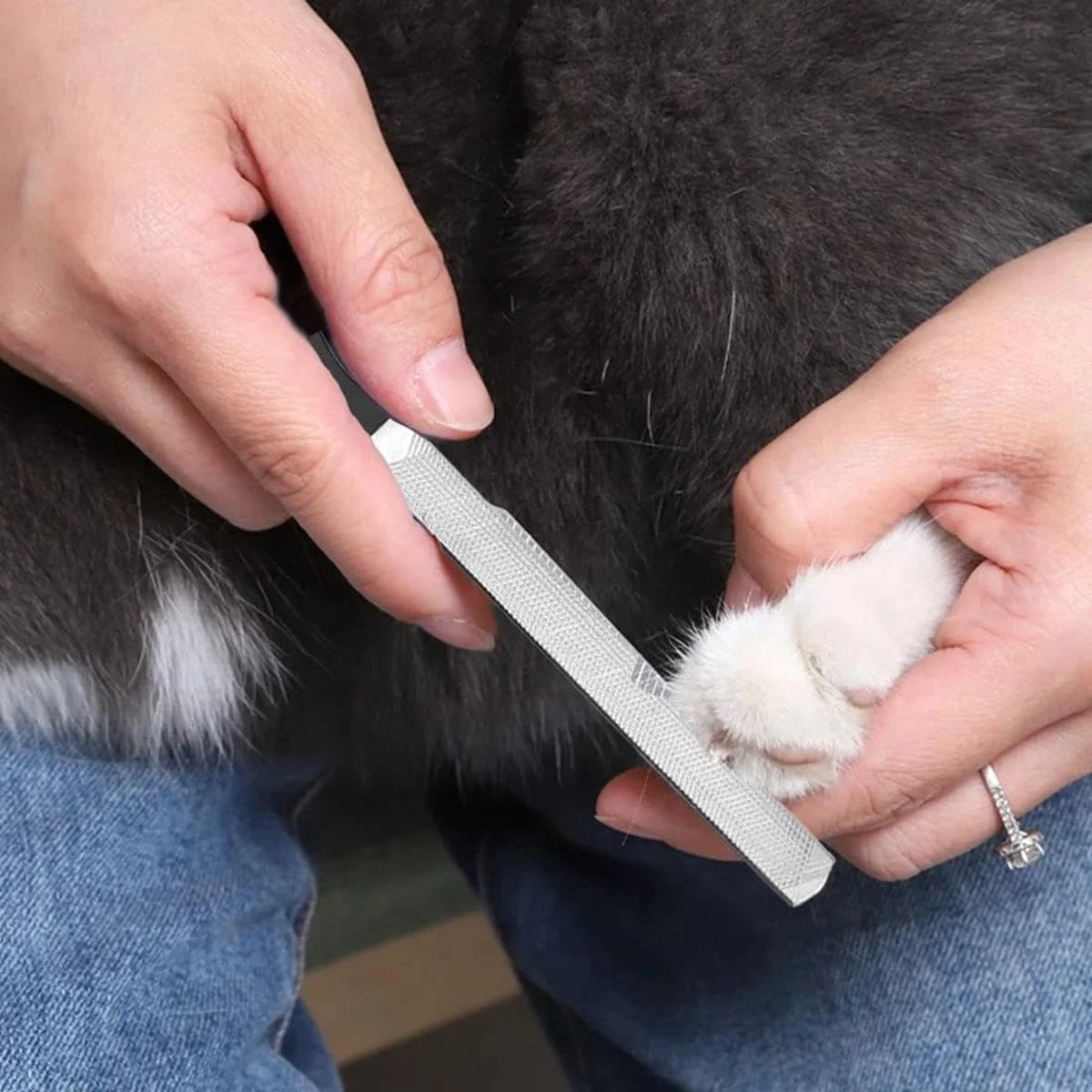 دو عدد سوهان ناخن استیل ضد زنگ مشکی، پولیش ناخن، نوار پولیش انگشت شست پا، سوهان پولیش ناخن خاکستری، نوار پولیش