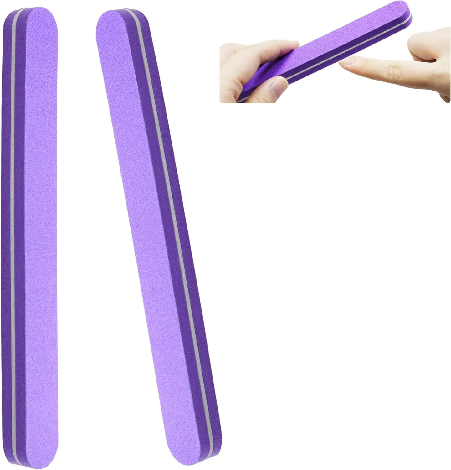 دو عدد سوهان ناخن حرفه ای، سوهان ناخن با درجه زبری 100/180، بلوک بافر ناخن، سوهان ناخن ضخیم دو طرفه برای ابزار مانیکور سالن و ابزار نظافت حیوانات خانگی - بنفش