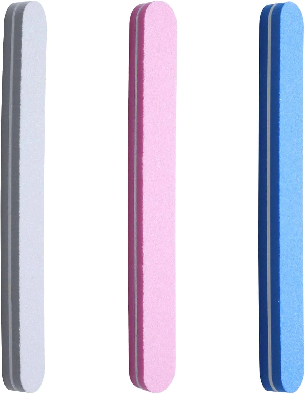 بسته 3 عددی سوهان ناخن حرفه ای، سوهان ناخن با درجه زبری 100/180، بلوک بافر ناخن، سوهان ناخن ضخیم دو طرفه برای ابزار مانیکور سالن و ابزار مراقبت از حیوانات خانگی - آبی، صورتی، خاکستری