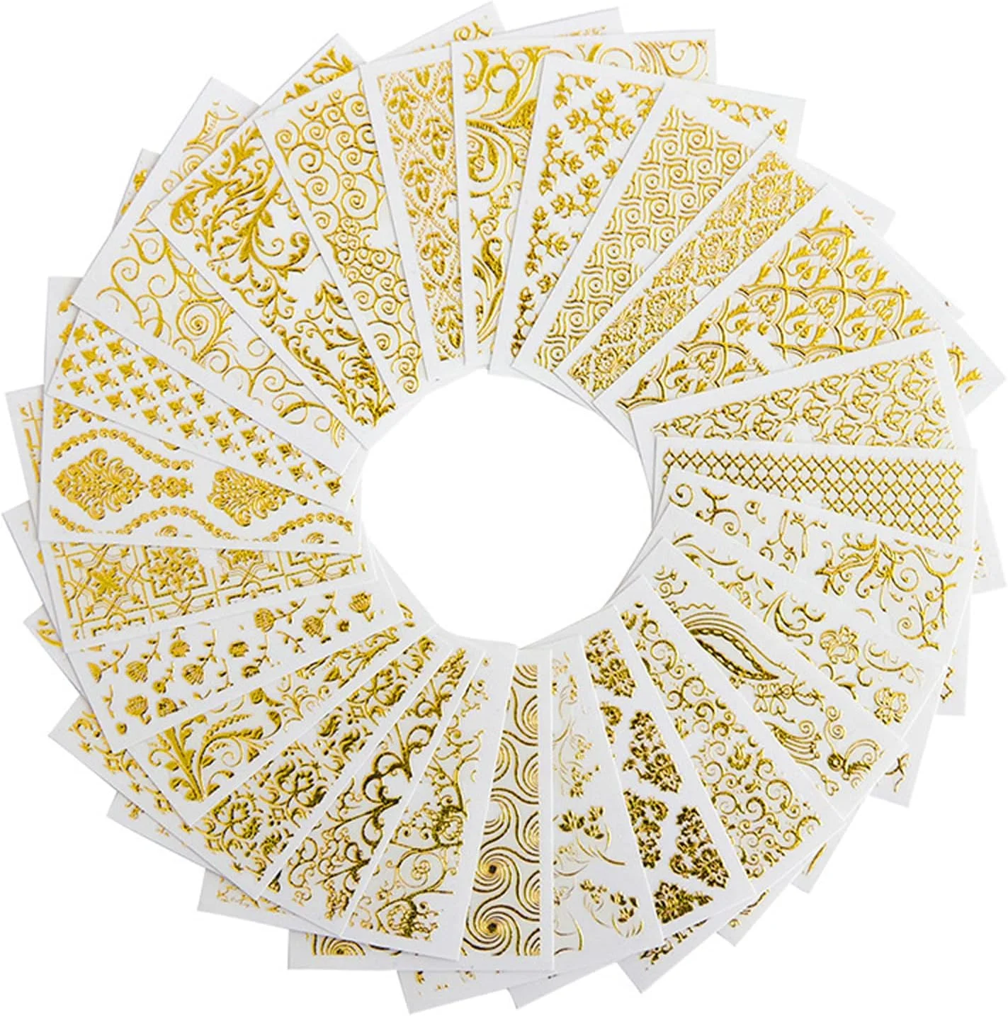 20 ورق استیکر سه بعدی طراحی ناخن اکلیلی طلایی طرح گل و بوته برچسب های چسبی ست تزئین مانیکور برای استفاده در منزل و سالن