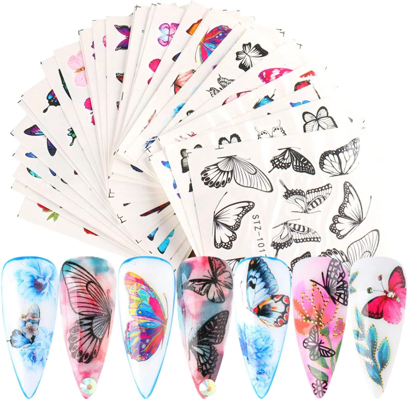 30 برگ استیکر ناخن طرح گل، برگردان آب، ست مانیکور DIY برای استفاده در منزل و سالن، لوازم جانبی تزئین ناخن شیک و نفیس برای زنان و دختران