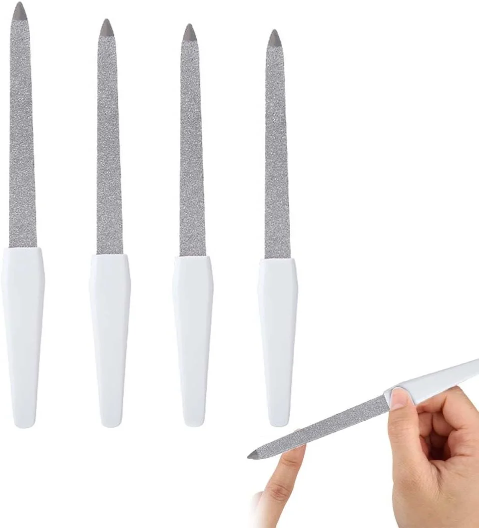 مجموعه سوهان ناخن - 4 عدد سوهان ناخن حرفه ای (14.1/14.9/15.4/17.2 سانتی متر) با دسته سفید - سوهان برای ناخن ها و ناخن های طبیعی - سوهان های با کیفیت بالا برای مانیکور و پدیکور