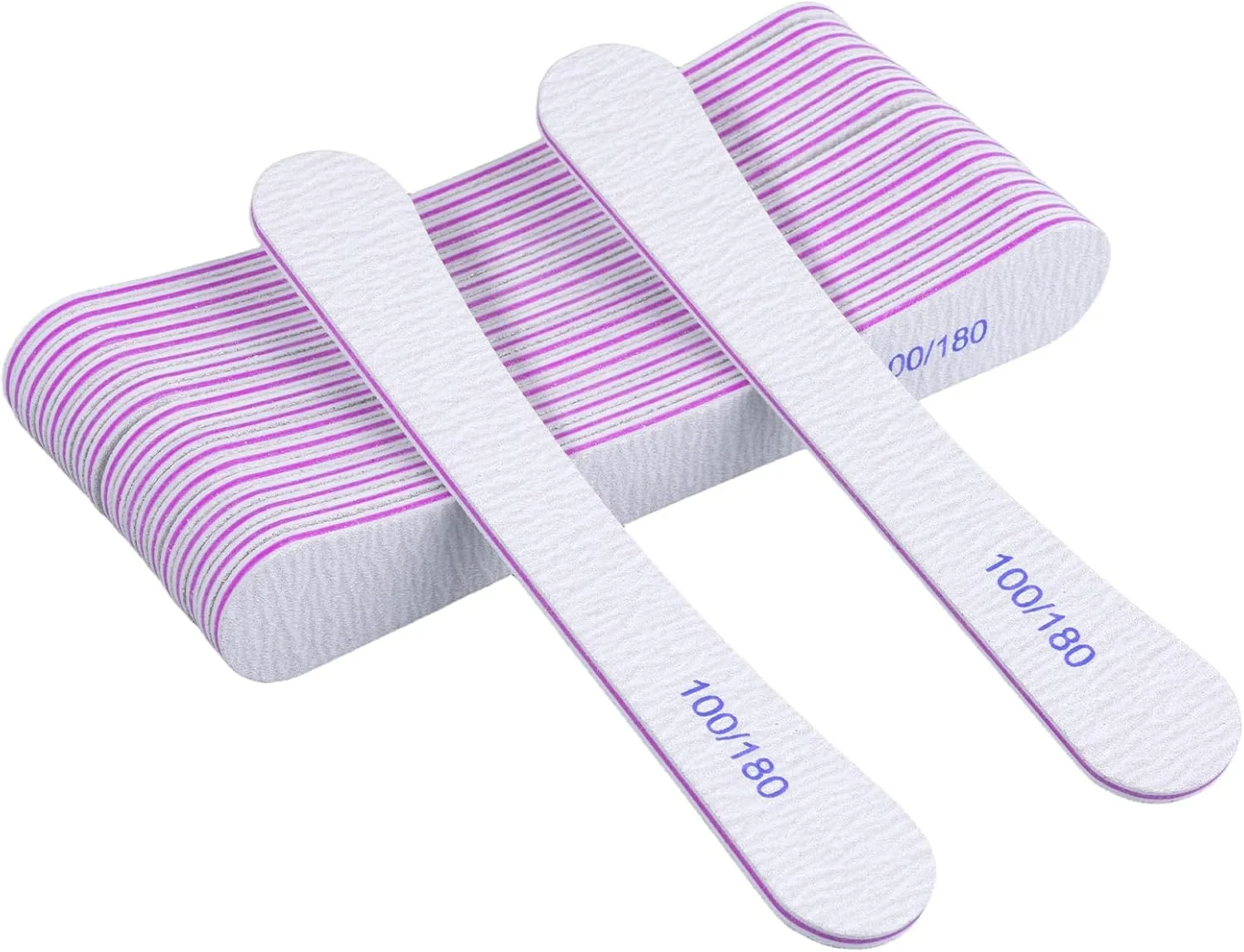 بسته 20 عددی سوهان ناخن حرفه ای، سوهان ناخن با درجه زبری 100/180 برای ناخن های ژلی، سوهان ناخن دو طرفه قابل استفاده مجدد، ناخن های طبیعی برای مراقبت و حالت دادن به ناخن