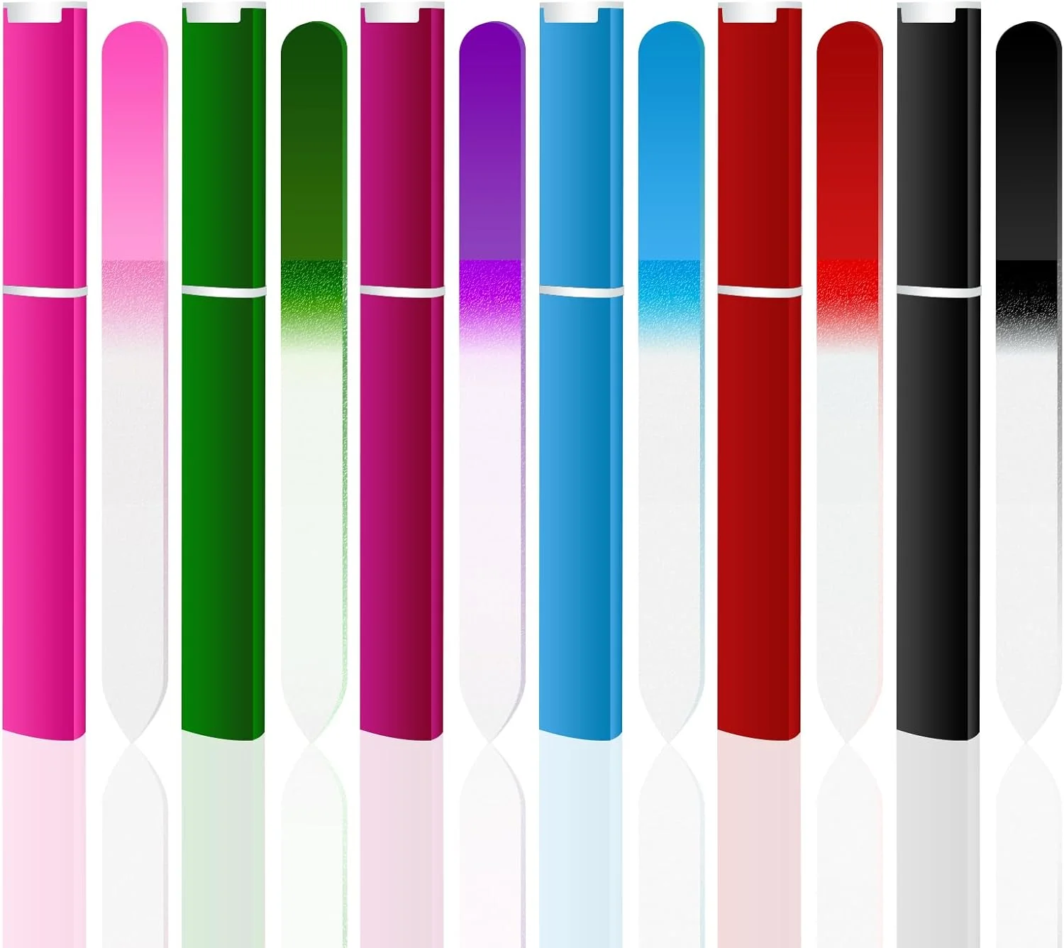 سوهان ناخن شیشه ای دو طرفه، 6 عددی، سوهان ناخن شیشه ای کریستالی برای ناخن های طبیعی به همراه کیف، سوهان ناخن برای ناخن های انگشت، مناسب بانوان (رنگ تیره)