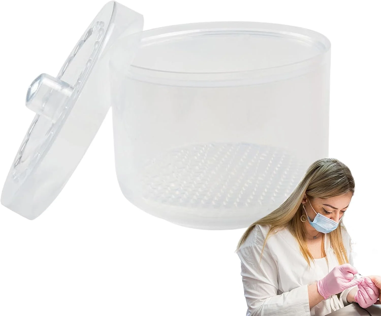 ظرف استریل ابزار ناخن - سینی ظرف استریل کننده، سینی تمیز کننده قابل حمل فیلتر دوبل برای موچین، لوازم جانبی بهداشتی، مته ها، مسافرت، خانه، ایستگاه مانیکور