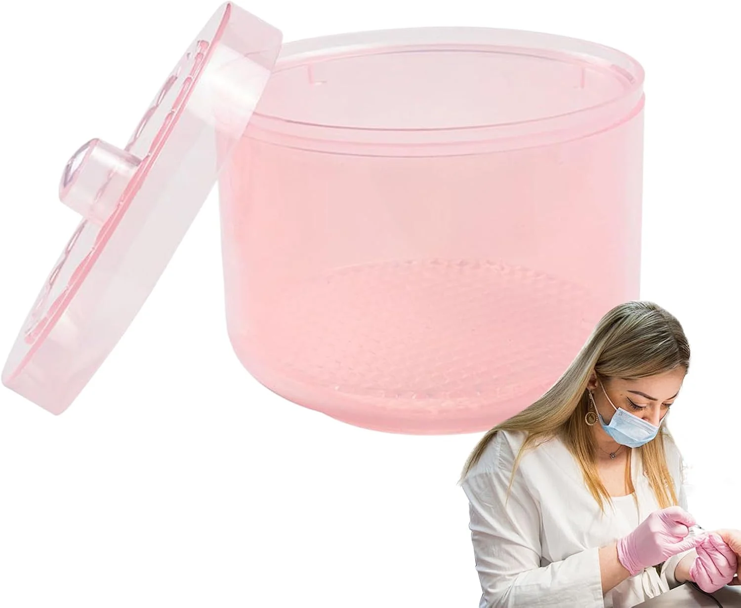 جعبه استریل ابزار ناخن، جعبه تمیز کننده سر سوهان ناخن - سینی تمیز کننده دو فیلتر قابل حمل برای لوازم جانبی خانگی، مانیکور، مسافرت، موچین و سر سوهان