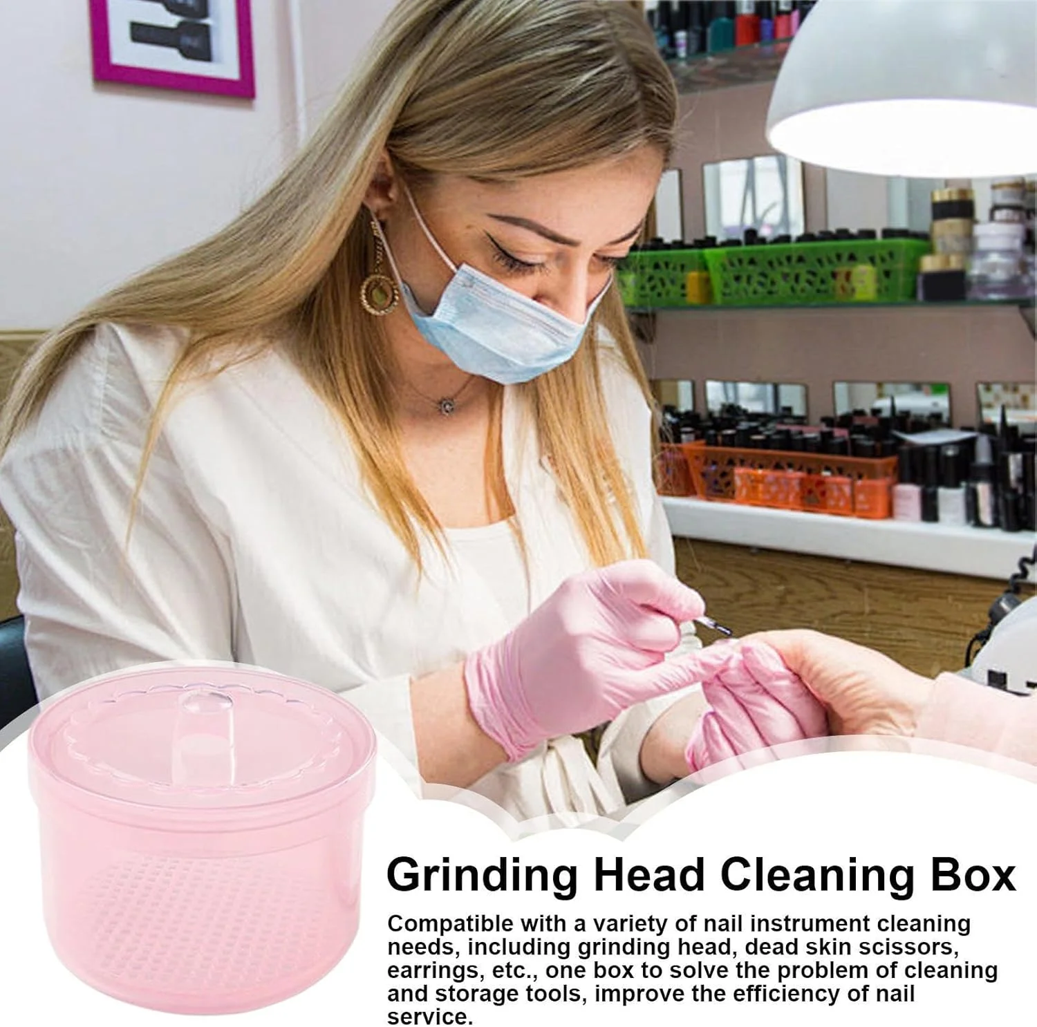 جعبه ابزار ناخن - جعبه تمیز کننده سر سوهان ناخن - سینی تمیز کننده فیلتر دوتایی قابل حمل برای مسافرت، موچین و لوازم جانبی مانیکور خانگی