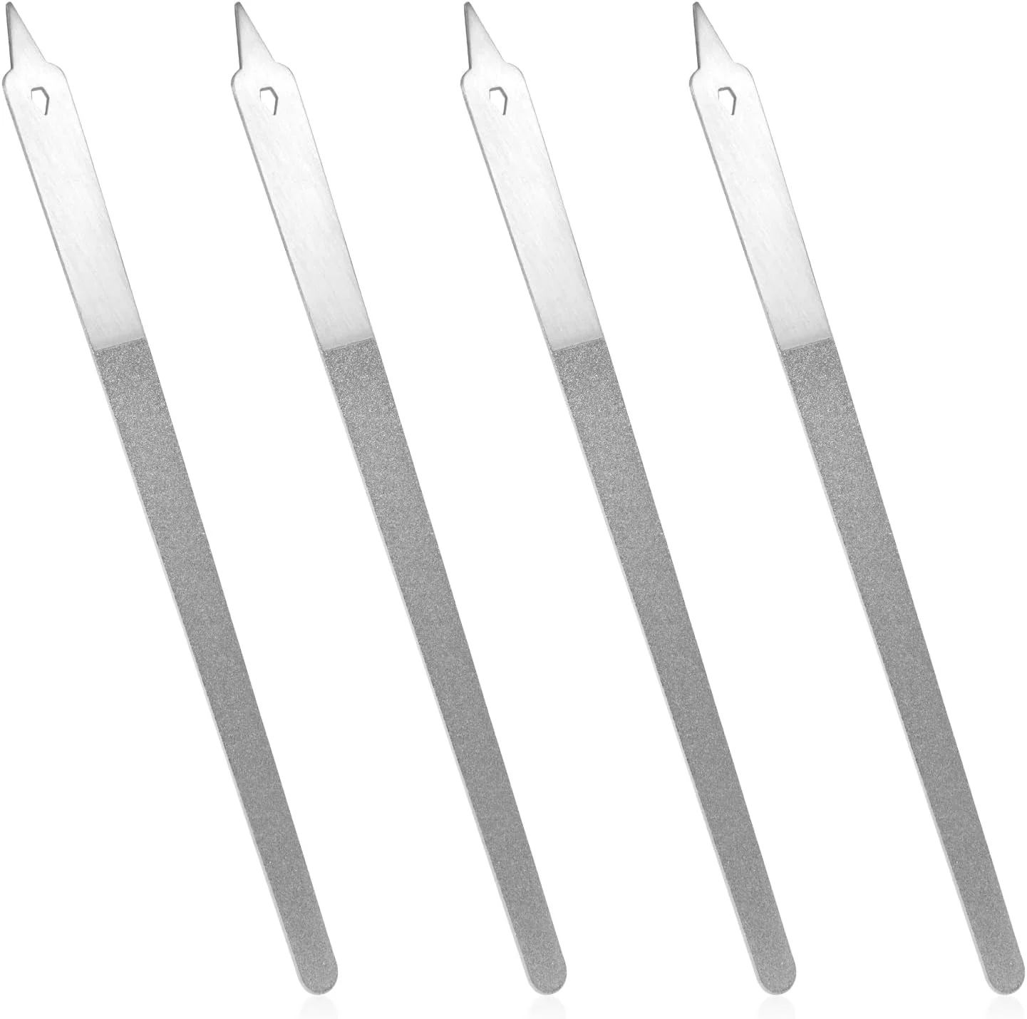 ۴ عدد سوهان ناخن دو طرفه با ذرات الماس، سوهان ناخن استیل ضد زنگ با نوک تیز، ابزار حرفه ای مانیکور و پدیکور برای ناخن های دست و پا