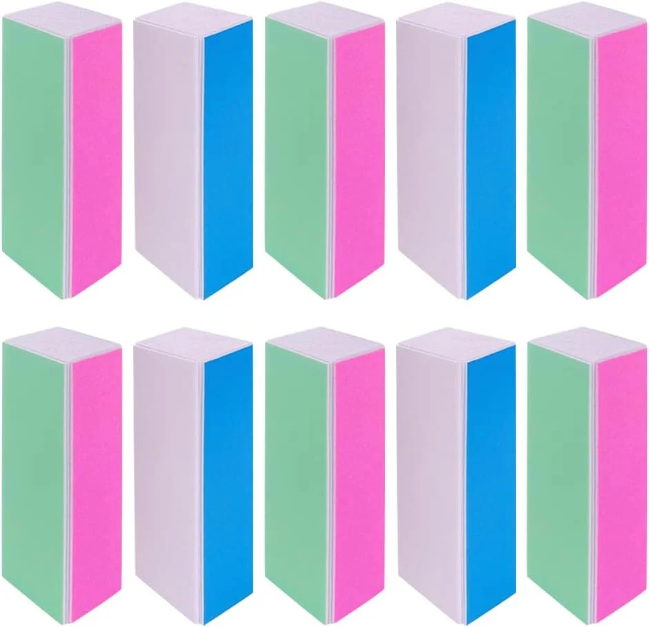 ۱۰ عدد بافر ناخن ۴ طرفه، سوهان صاف کننده و براق کننده ناخن، ابزار مانیکور مناسب استفاده در منزل و سالن