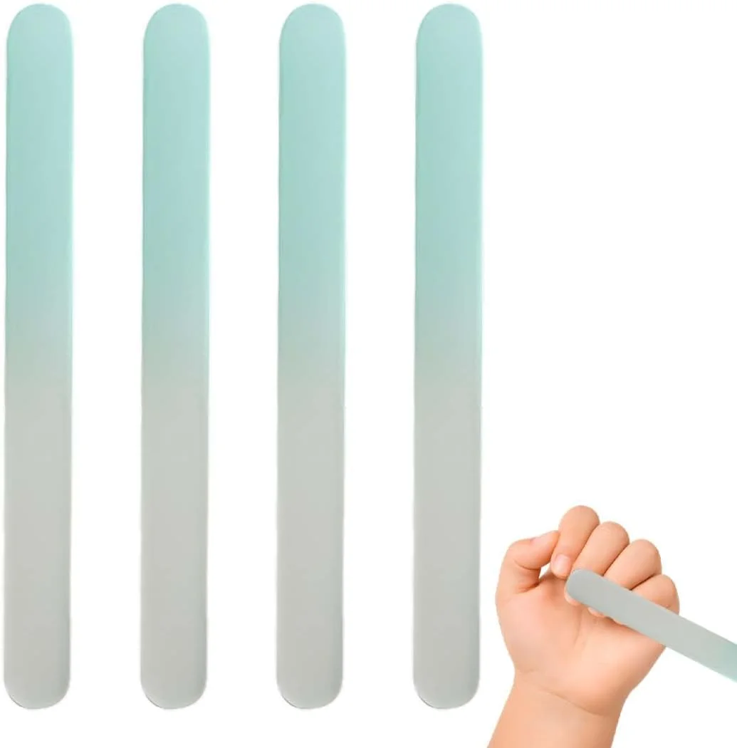 مجموعه ۴ عددی سوهان ناخن شیشه ای، سوهان ناخن شیشه ای کریستالی رنگارنگ حرفه ای برای ناخن های طبیعی نوزادان، کودکان و بزرگسالان، مراقبت از ناخن، صیقلی و قابل شستشو در هر دو طرف