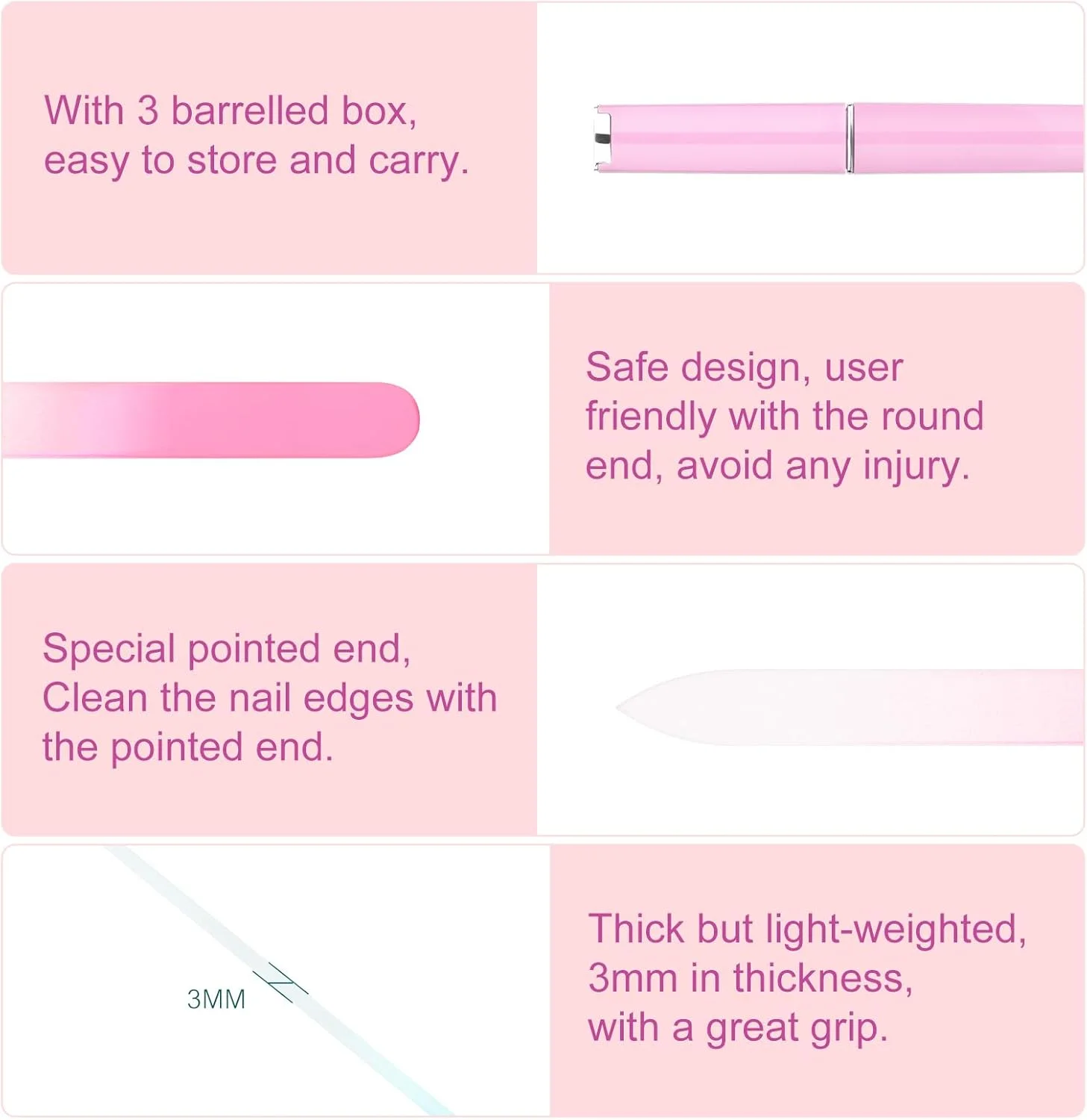 ست ۸ عددی سوهان ناخن شیشه ای، سوهان ناخن کریستالی دو طرفه، سوهان ناخن بادوام و قابل استفاده مجدد برای بانوان و دختران