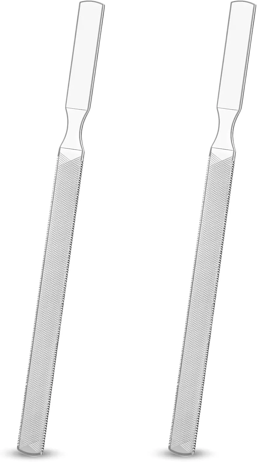 دو عدد سوهان ناخن پا استیل ضد زنگ برای ناخن های ضخیم، طراحی 4 طرفه، سوهان ناخن 18 سانتی متری بادوام، ابزار مراقبت از ناخن برای آقایان و بانوان