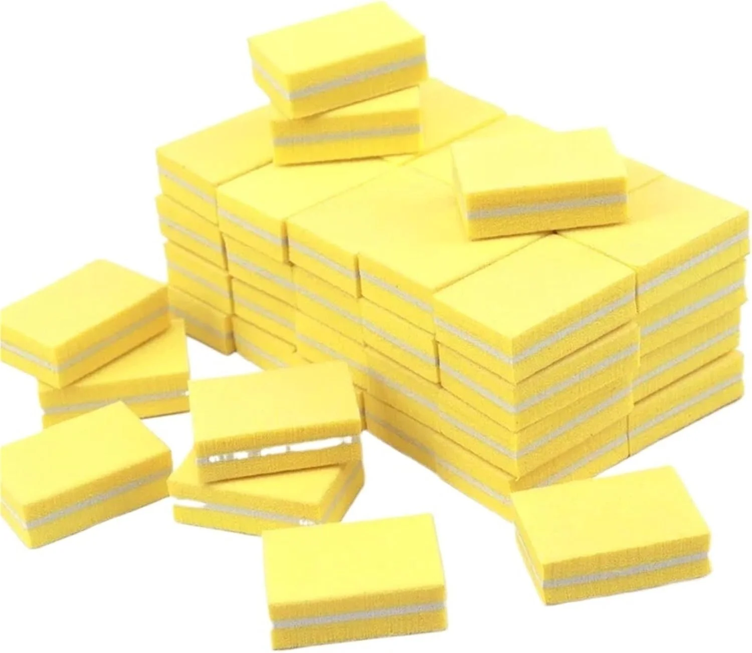 بلاک بافر ناخن 40 عددی مینی رنگارنگ سوهان ناخن اسفنجی بافر پولیش ناخن دو طرفه (زرد)